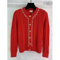 Super Quality Chanel Wool Cardigan with Pearls CH011304 Red 2026