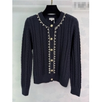 Luxury Cheap Chanel Wool Cardigan with Pearls CH011304 Black 2026