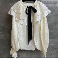 New Fashion Chanel CC Silk Shirtwith Bow CH011306 White 2026