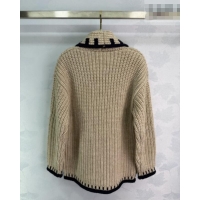 Buy Cheapest Chanel Wool Cardigan CH011405 Khaki 2026