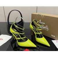 Good Quality Christian Louboutin Patent Leather Pumps with Trible Straps CL120902 Neon Green 2026