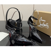 Most Popular Christian Louboutin Patent Leather Pumps with Trible Straps CL120902 Black 2026