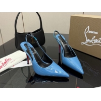 Popular Style Christian Louboutin Patent Leather Slingbacks Pump CL120903 Blue 2026