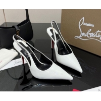 Durable Christian Louboutin Patent Leather Slingbacks Pump CL120903 White 2026