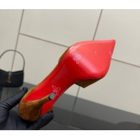 Good Product Christian Louboutin Miss Ziggyta Heel Pumps 10cm with Strap in Suede Brown 1209126 2026