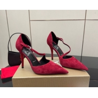 Good Looking Christian Louboutin Miss Ziggyta Heel Pumps 10cm with Strap in Suede Red 1209127 2026
