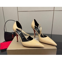 Classic Hot Christian Louboutin Miss Ziggyta Heel Pumps 10cm with Strap in Patent Leather Nude 1209130 2026