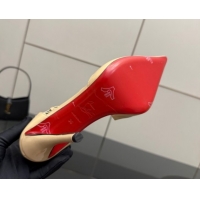 Classic Hot Christian Louboutin Miss Ziggyta Heel Pumps 10cm with Strap in Patent Leather Nude 1209130 2026