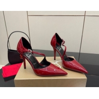 Top Design Christian Louboutin Miss Ziggyta Heel Pumps 10cm with Strap in Patent Leather Dark Burgundy 1209132 2026