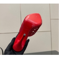 Popular Style Christian Louboutin Miss Z Heel Slides Pump 10cm in Strass and Cut-out Suede Red 1209107 2026