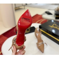 Shop Duplicate Christian Louboutin Zip Heel Sandals 10.5cm in Patent Leather CL120901 Beige 2026