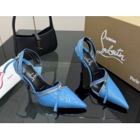 Cheap Christian Louboutin Zip Heel Sandals 10.5cm in Patent Leather CL120901 Blue 2026