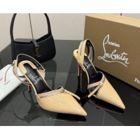 Big Discount Christian Louboutin Zip Heel Sandals 10.5cm in Patent Leather CL120901 Nude 2026