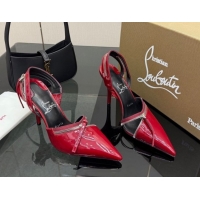 Cheap Price Christian Louboutin Zip Heel Sandals 10.5cm in Patent Leather CL120901 Red 2026