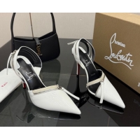 Buy Ladies Christian Louboutin Zip Heel Sandals 10.5cm in Patent Leather CL120901 White 2026