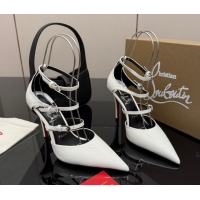 Low Price Christian Louboutin Patent Leather Pumps with Trible Straps CL120902 White 2026