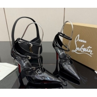 Pretty Style Christian Louboutin Patent Leather Pumps with Trible Straps CL120902 Black 2026