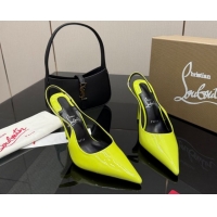 Buy Luxury Christian Louboutin Patent Leather Slingbacks Pump CL120903 Neon Green 2026