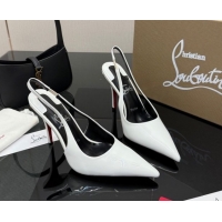 Good Looking Christian Louboutin Patent Leather Slingbacks Pump CL120903 White 2026