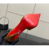 Shop Cheap Christian Louboutin Miss Ziggyta Heel Pumps 10cm with Strap in Suede 1209125 Brown 2026