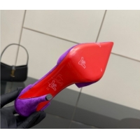 Good Quality Christian Louboutin Miss Ziggyta Heel Pumps 10cm with Strap in Suede Purple 1209128 2026