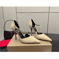 Grade Christian Louboutin Miss Ziggyta Heel Pumps 10cm with Strap in Suede Nude 1209128 2026