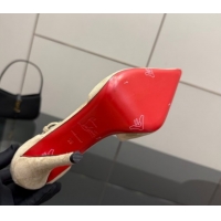 Grade Christian Louboutin Miss Ziggyta Heel Pumps 10cm with Strap in Suede Nude 1209128 2026