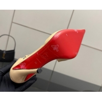 Sumptuous Christian Louboutin Miss Ziggyta Heel Pumps 10cm with Strap in Patent Leather Nude 1209130 2026