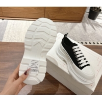 Luxury Alexander McQueen Tread Slick Canvas Lace Up Sneakers 5cm Black/White 1208004 2026