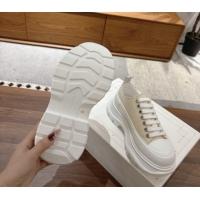 Stylish Alexander McQueen Tread Slick Canvas Lace Up Sneakers 5cm Beige 1208001 2026