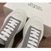 Low Cost Alexander McQueen Tread Slick Canvas Lace Up Sneakers 5cm Grey 208005 2026