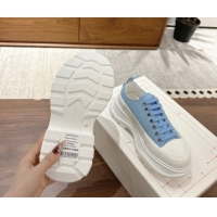 Discount Alexander McQueen Tread Slick Canvas Lace Up Sneakers 5cm 208005 Blue 2026