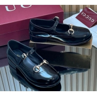 Best Price Gucci Shiny Calf Leather Mary Janes Pumps 3.5cm with Horsebit 847769 Black 2026