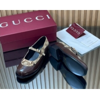 Buy Luxury Gucci Shiny Leather and GG Canvas Mary Janes Pumps 3.5cm with Horsebit 847769 Brown/Beige 2026