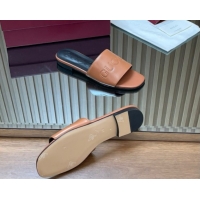 Buy Discount Gucci Leather Flat Slides Sandal with Logo Signature GG121701 Brown 2026