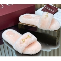 Shop Duplicate Gucci Merino Wool Flat Slides Sandal with Horsebit 852385 Light Pink 2026