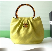 Best Quality Chanel Original Lambskin Small Hobo Bag AS6022 Light Yellow 2025