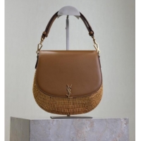 Promotional Saint Laurent Voltaire Bag in Rattan & Calf Leather 753824 Brown 2026