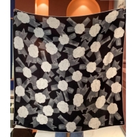 Top Quality Chanel Camellia Cashmere & Silk Square Scarf CH011603 Black 2026