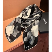Top Quality Chanel Camellia Cashmere & Silk Square Scarf CH011603 Black 2026