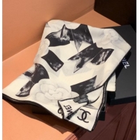 Unique Grade Chanel Camellia Cashmere & Silk Square Scarf CH011604 White 2026