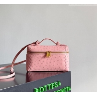 Trendy Design Bottega Veneta Bang Bang Vanity Case Bag in Ostrich Leather 817785 Rose Pink 2026