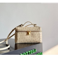Top Quality Bottega Veneta Bang Bang Vanity Case Bag in Ostrich Leather 817785 Cream Yellow 2026
