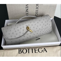 Buy Discount Bottega Veneta Andiamo Clutch in Ostrich Leather 805241 Sterling Grey 2026
