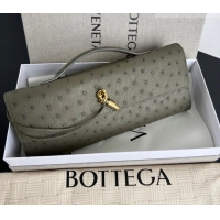 Luxury Cheap Bottega Veneta Andiamo Clutch in Ostrich Leather 805241 Cypress Green 2026