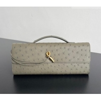 Luxury Cheap Bottega Veneta Andiamo Clutch in Ostrich Leather 805241 Cypress Green 2026