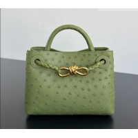 Buy Fashionable Bottega Veneta Mini Andiamo Top Handle Bag in Ostrich Leather 805232 Matcha Green 2026