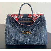 New Cheap Bottega Veneta Andiamo Top Handle Bag in Denim 836381 Navy Blue 2026