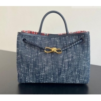 New Cheap Bottega Veneta Andiamo Top Handle Bag in Denim 836381 Navy Blue 2026