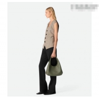 Super Quality Bottega Veneta Campana Shoulder Bag in Intrecciato Leather 844249 Pickle Green 2025